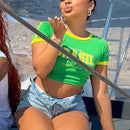 Baby Look Feminina Brasil – Estilo Torcedora
