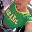 Baby Look Feminina Brasil – Estilo Torcedora