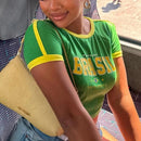Baby Look Feminina Brasil – Estilo Torcedora
