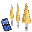 Kit 3 Brocas Escalonadas de Titânio + Estojo de Brinde